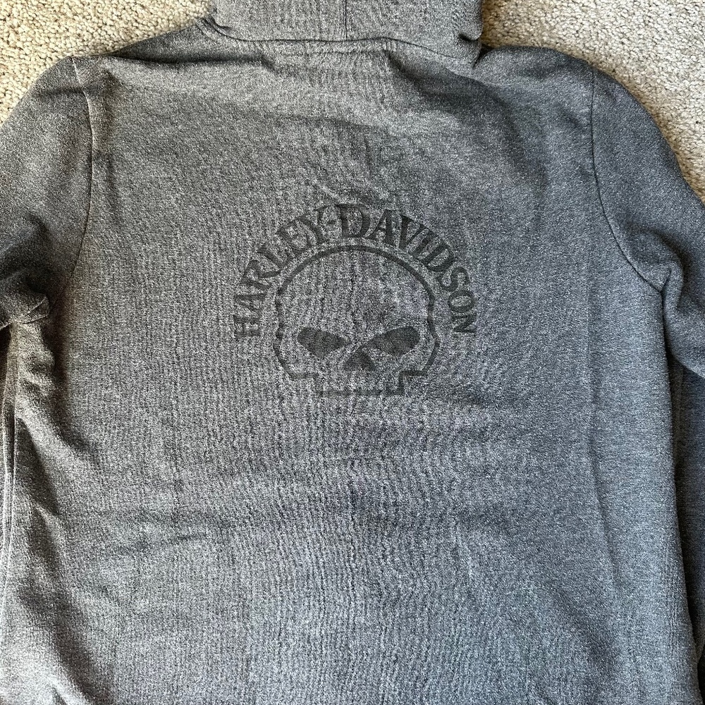 Harley-Davidson 96180-21VW Womens Skull Zip-Front Hoodie Dark Heather Gray